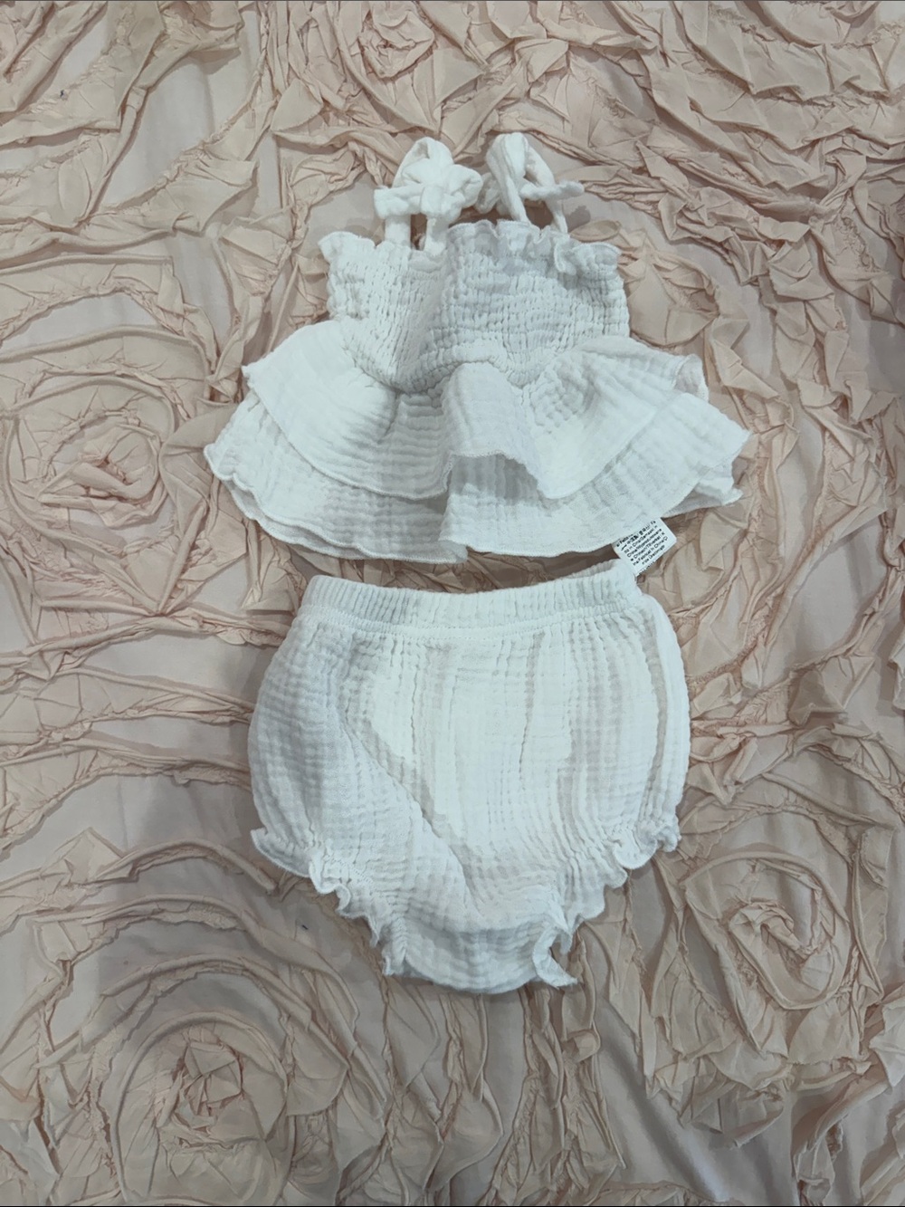 White Ruffled Two-Piece Baby Set - Brand Unknown